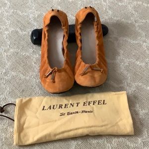 Orange flats! Suede with silver tassels!